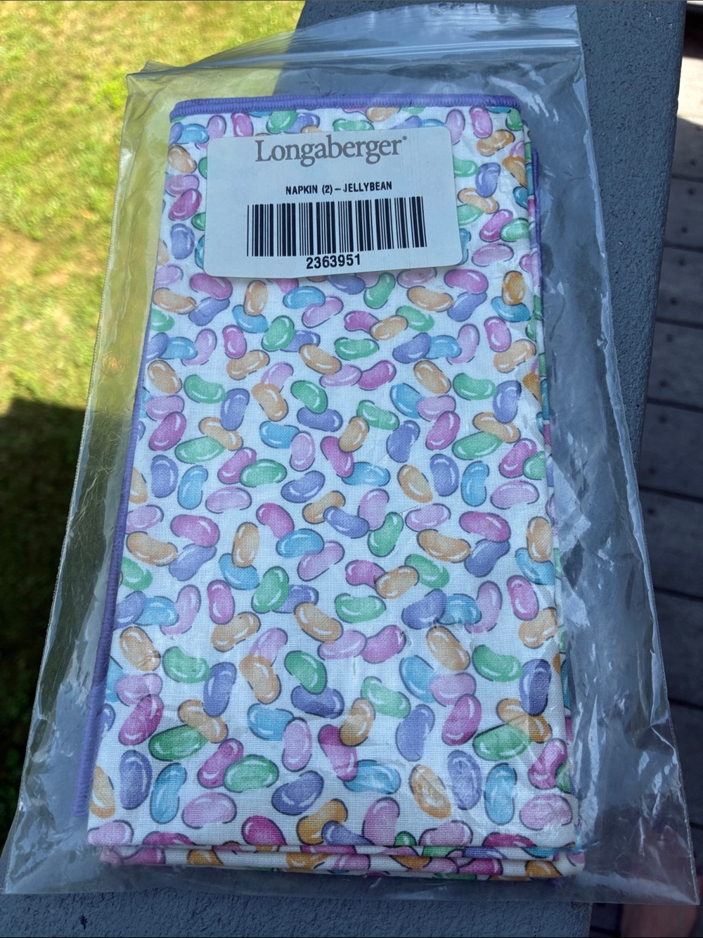 Longaberger Purple Jellybean Print Fabric Napkins - Set of 2 - Picture 3 of 17